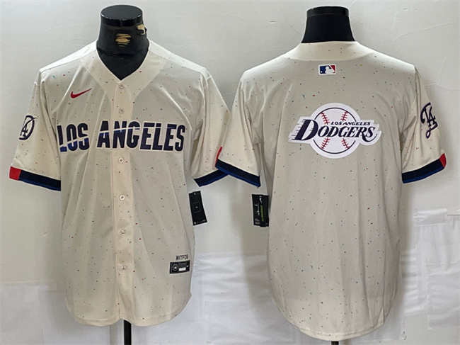 Men's Los Angeles Dodgers Team Big Logo Cream Stitched Baseball Jersey Men's Los Angeles Dodgers Team Big Logo Cream Stitched Baseball Jersey